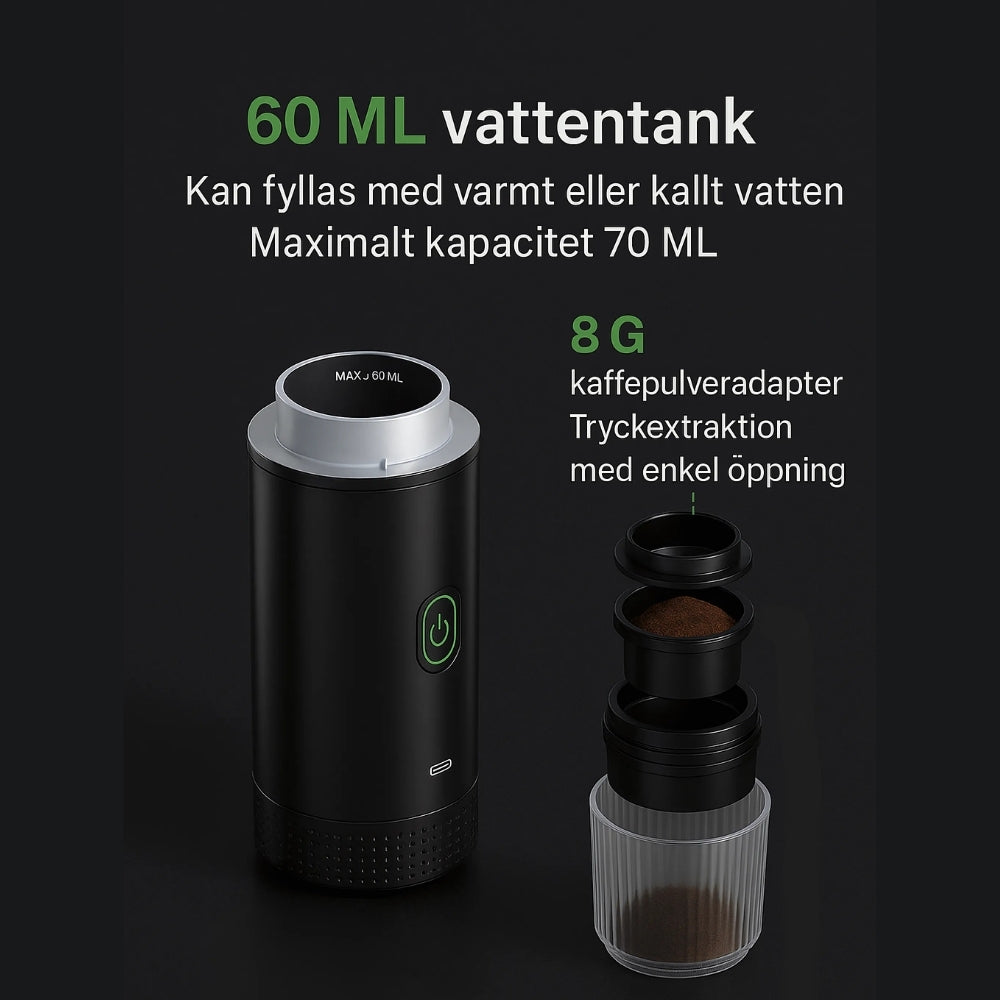 Bärbar 3-i-1 espressomaskin