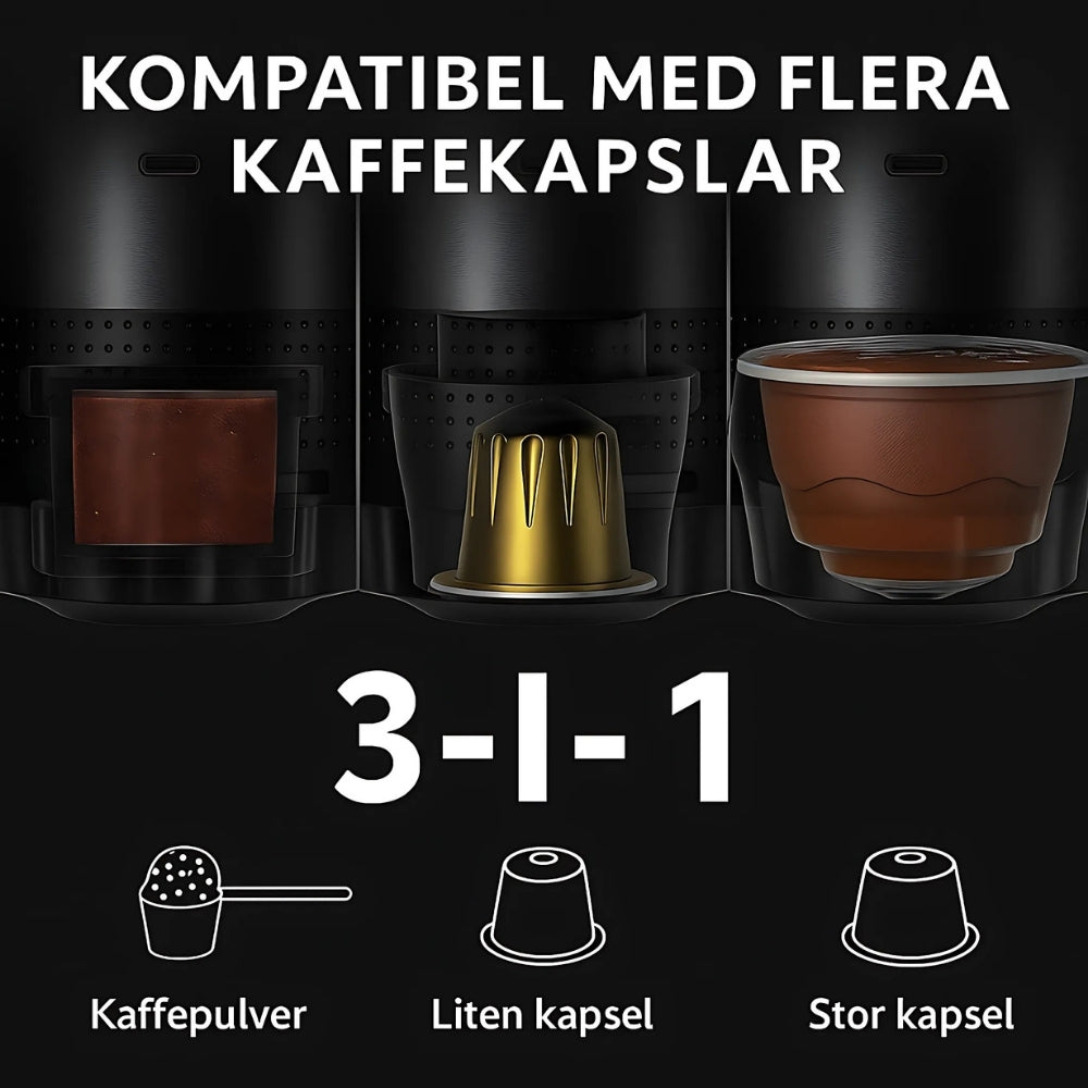 Bärbar 3-i-1 espressomaskin